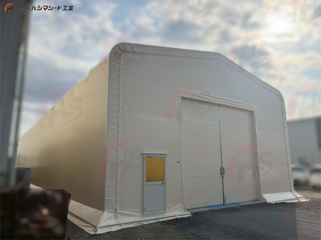 テント倉庫の施工事例の写真