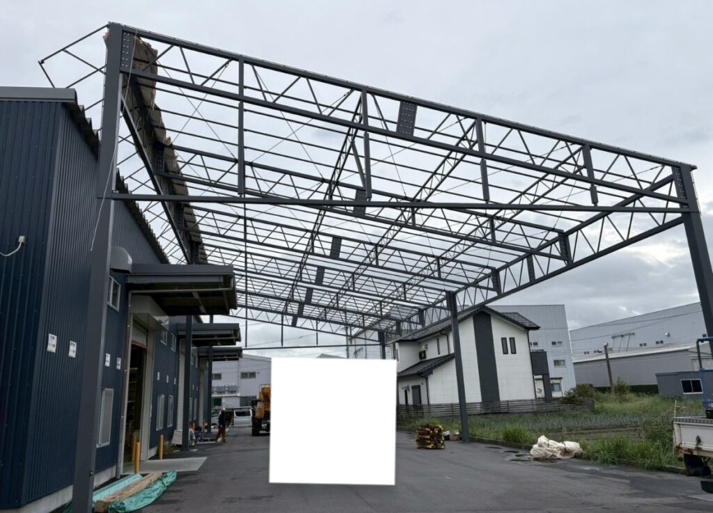 テント倉庫の施工事例の写真