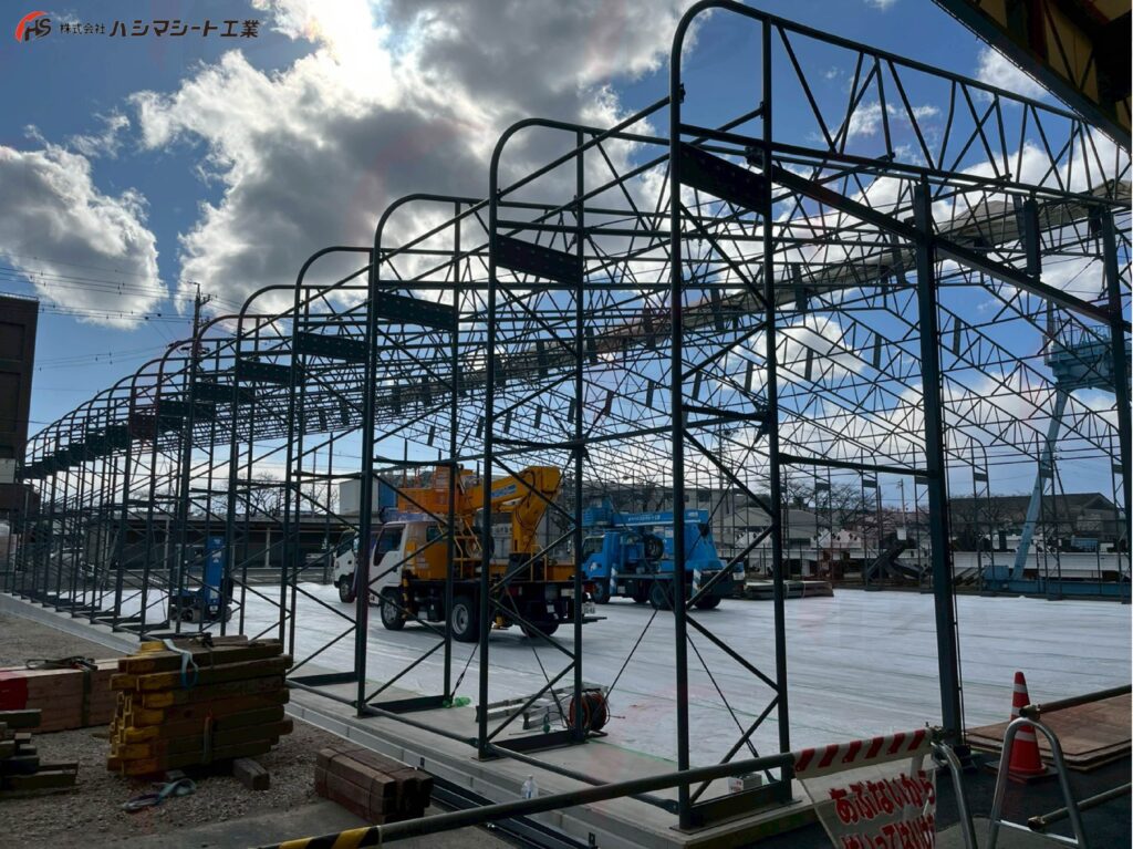 テント倉庫の施工事例の写真